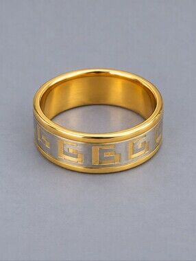 Two Tone Aztec Brass Wedding Band